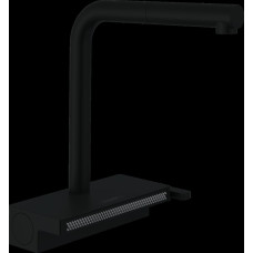 AQUNO SELECT M81 змiшувач для кухнi, одноважiльний, 250, з витяжним виливом, 2jet, sBox, чорний матовий HANSGROHE 73830670