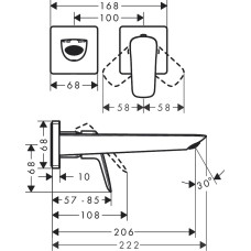 LOGIS смеситель для умывальника, однорычажный, настенный, СМ, хром HANSGROHE 71256000