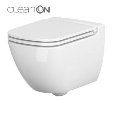 Сет 741 Унітаз підвісний CASPIA CleanOn з дюропластовим сидінням Slim з плавним закриванням і функцією простого зняття однією кнопкою CERSANIT
