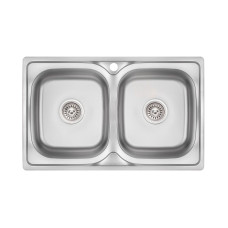 Кухонна мийка з двома чашами Lidz 7948 0,8 мм Micro Decor (LIDZ7948MDEC08)