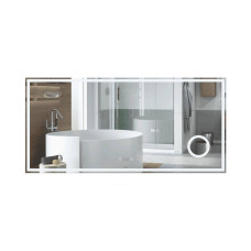 Дзеркало Qtap Stork 1400х700 з LED-підсвічуванням Touch, лінза, цифровий годинник, димер, рег. яскравості QT1578142270140W