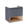 Купити Тумба підвісна Qtap Robin 600х580х437 Graphite/Whitish oak QT1374TPВ6002GWO , QT1374TPВ6002GWO / SD00045860 , в категории Шафи під умивальник , от бренда Qtap  Інтернет-магазин сантехніки ✓ Кращі ціни на ринку ✓ Величезний вибір ✓ Гарантія ✓ Заходь