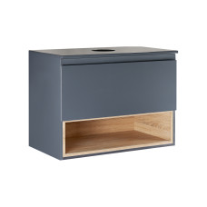 Тумба подвесная Qtap Robin 600х476х437 Графит/светлый дуб с столешницей QT1379TPН6002GWO