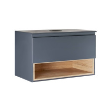 Тумба подвесная Qtap Robin 700х476х437 Графит/Светлый дуб с столешницей QT1379TPН7002GWO