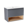 Купити Комплект Qtap Robin 800х580х437 Graphite/Whitish oak тумба підвісна + раковина урізна QT1372TPВ8002GWO , QT1372TPВ8002GWO / SD00045882 , в категории Шафи під умивальник , от бренда Qtap  Інтернет-магазин сантехніки ✓ Кращі ціни на ринку ✓ Величезни