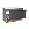 Купити Комплект Qtap Robin 800х580х437 Graphite/Whitish oak тумба підвісна + раковина урізна QT1372TPВ8002GWO , QT1372TPВ8002GWO / SD00045882 , в категории Шафи під умивальник , от бренда Qtap  Інтернет-магазин сантехніки ✓ Кращі ціни на ринку ✓ Величезни