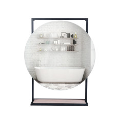 Зеркало Qtap Taurus 700х850х140 Черный/белый дуб с подсветкой LED QT2478ZP700BWO