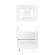 Комплект Qtap тумба подвесная Scorpio 600х825х460 мм White + раковина углубленная Albatross QT71SC43951