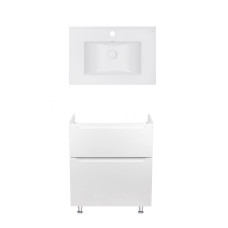 Комплект Qtap тумба підлогова Scorpio 700х825х460 мм White + раковина урізна Albatross E QT71SC43957