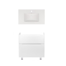 Комплект Qtap тумба подвесная Scorpio 800х825х460 мм White + раковина врезная Albatross New QT71SC43963