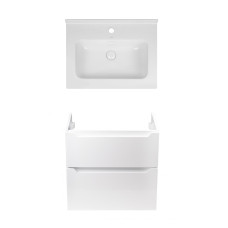 Набор Qtap подвесной тумба Scorpio 600х585х460 мм White + раковина урезная Albatross 01 QT71SC43965
