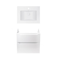 Комплект Qtap тумба підвісна Scorpio 600х585х460 мм White + раковина урізна Albatross E QT71SC43967