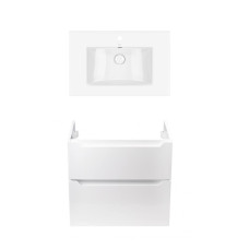 Комплект Qtap тумба підвісна Scorpio 700х585х460 мм White + раковина урізна Albatross QT71SC43969