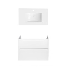 Набор Qtap подвесной тумбочка Scorpio 800х585х460 мм White + раковина врезная Albatross QT71SC43972