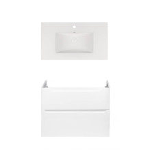 Комплект Qtap тумба підвісна Scorpio 800х585х460 мм White + раковина урізна Albatross New QT71SC43976