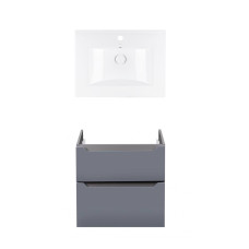 Комплект Qtap тумба підвісна Scorpio 600х585х460 мм Graphite + раковина урізна Albatross QT71SC43977