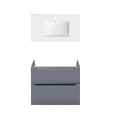 Комплект Qtap тумба підвісна Scorpio 800х585х460 мм Graphite + раковина урізна Albatross QT71SC43985