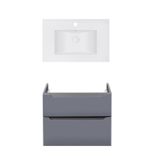Комплект Qtap тумба підвісна Scorpio 800х585х460 мм Graphite + раковина урізна Albatross E QT71SC43989