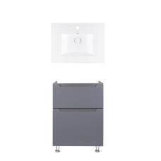 Комплект Qtap тумба подвесная Scorpio 600х825х460 мм Графит + раковина угловая Albatross QT71SC44008