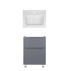 Набор Qtap тумба напольная Scorpio 600х825х460 мм Графит + раковина врезная Albatross 01 QT71SC44009
