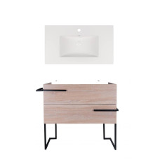 Комплект Qtap тумба підлогова Taurus 800х800х437 мм Whitish oak + раковина урізна Albatross New QT71TA44017