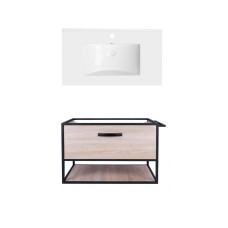 Комплект Qtap тумба підвісна Taurus 800х580х437 мм Whitish oak + раковина врезная Albatross QT71TA44026