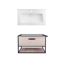 Комплект Qtap тумба підвісна Taurus 800х580х437 мм Whitish oak + раковина врезная Albatross 01 QT71TA44027