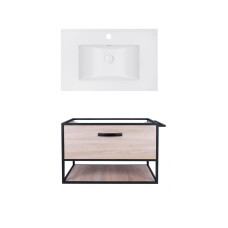 Комплект Qtap тумба підвісна Taurus 800х580х437 мм Whitish oak + раковина врезная Albatross E QT71TA44029