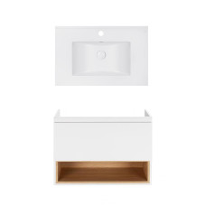 Комплект Qtap тумба підвісна Robin 800х580х437 мм White/Whitish oak + раковина урізна Albatross E QT71RO44039