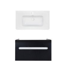 Комплект Qtap тумба підвісна Virgo 800х580х437 мм Black/White + раковина урізна Albatross 9H QT71V44067
