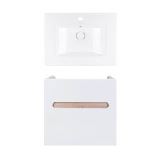 Комплект Qtap тумба підвісна Virgo 600х580х437 мм White/Whitish oak + раковина урізна Albatross QT71V44070