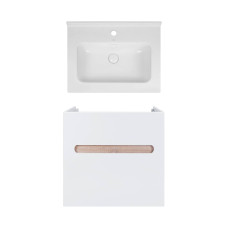 Комплект Qtap тумба підвісна Virgo 600х580х437 мм White/Whitish oak + раковина урізна Albatross 01 QT71V44071