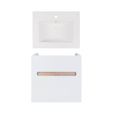 Комплект Qtap тумба підвісна Virgo 600х580х437 мм White/Whitish oak + раковина урізна Albatross New QT71V44074