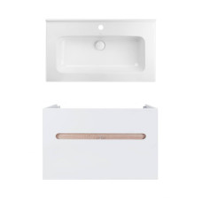 Комплект Qtap тумба підвісна Virgo 800х580х437 мм White/Whitish oak + раковина урізна Albatross 01 QT71V44080