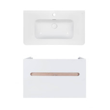 Набор Qtap подвесной тумба Virgo 800х580х437 мм White/Whitish oak + раковина урезная Albatross 9H QT71V44081
