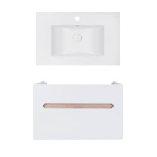 Комплект Qtap тумба підвісна Virgo 800х580х437 мм White/Whitish oak + раковина урізна Albatross E QT71V44082