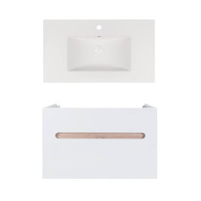 Набор Qtap подвесной тумба Virgo 800х580х437 мм White/Whitish oak + раковина урезная Albatross New QT71V44083