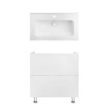 Комплект Qtap тумба підлогова Tern 800х725х437 мм White + раковина урізна Albatross 01 QT71TE44093