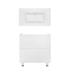 Комплект Qtap тумба підлогова Tern 800х725х437 мм White + раковина урізна Albatross 9H QT71TE44094