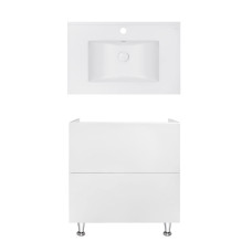 Комплект Qtap тумба підлогова Tern 800х725х437 мм White + раковина урізна Albatross E QT71TE44095