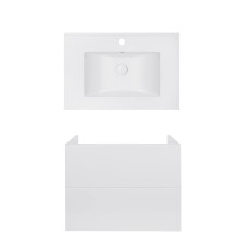 Комплект Qtap тумба підвісна Tern 700х580х437 мм White + раковина урізна Albatross E QT71TE44103