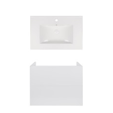 Комплект Qtap тумба підвісна Tern 700х580х437 мм White + раковина урізна Albatross New QT71TE44104