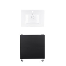 Комплект Qtap тумба підлогова Tern 600х725х437 мм Matt Black + раковина урізна Albatross QT71TE44110