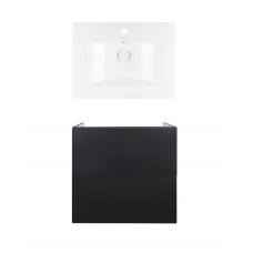 Комплект Qtap тумба підвісна Tern 600х580х437 мм Matt Black + раковина урізна Albatross QT71TE44115