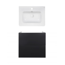 Комплект Qtap тумба підвісна Tern 600х580х437 мм Matt Black + раковина урізна Albatross E QT71TE44118