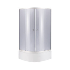 Душевая кабина Latwa SC80x80.SAT.HIGH.GR полукруглая, стекло тонированное 4 мм + Душевой поддон KAPIELKA ST80x80x41, с панелью Lidz