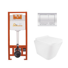 Комплект: Qtap Tern Ultra Quiet унітаз підвісний QT1733052EUQW + Nest комплект інсталяції 4в1 (квадратна клавіша Chrome) QT0133M425 + QT0111M06028CRM