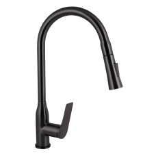Змішувач для кухні Qtap Vlasta New з висувним виливом QTVLA344GMB45647 Gunmetal Black PVD