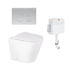 Комплект: Qtap Swan унітаз підлоговий Rimless QT16223178W + Nest комплект інсталяції 2в1 (кругла клавиша Satin) QT0122490S4Q1 + QT0111M11111SAT