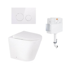 Комплект: Qtap Swan унітаз підлоговий Rimless QT16223178W + Nest комплект інсталяції 2в1 (кругла клавиша White) QT0122490S4Q1 + QT0111M11110W